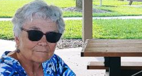 Ellen at picnic table